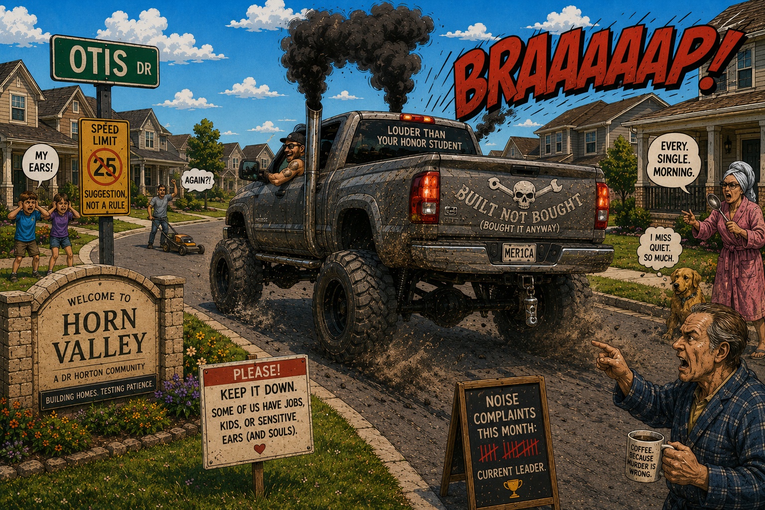 Gray Thunder pickup on Otis Drive — Horn Valley noise event