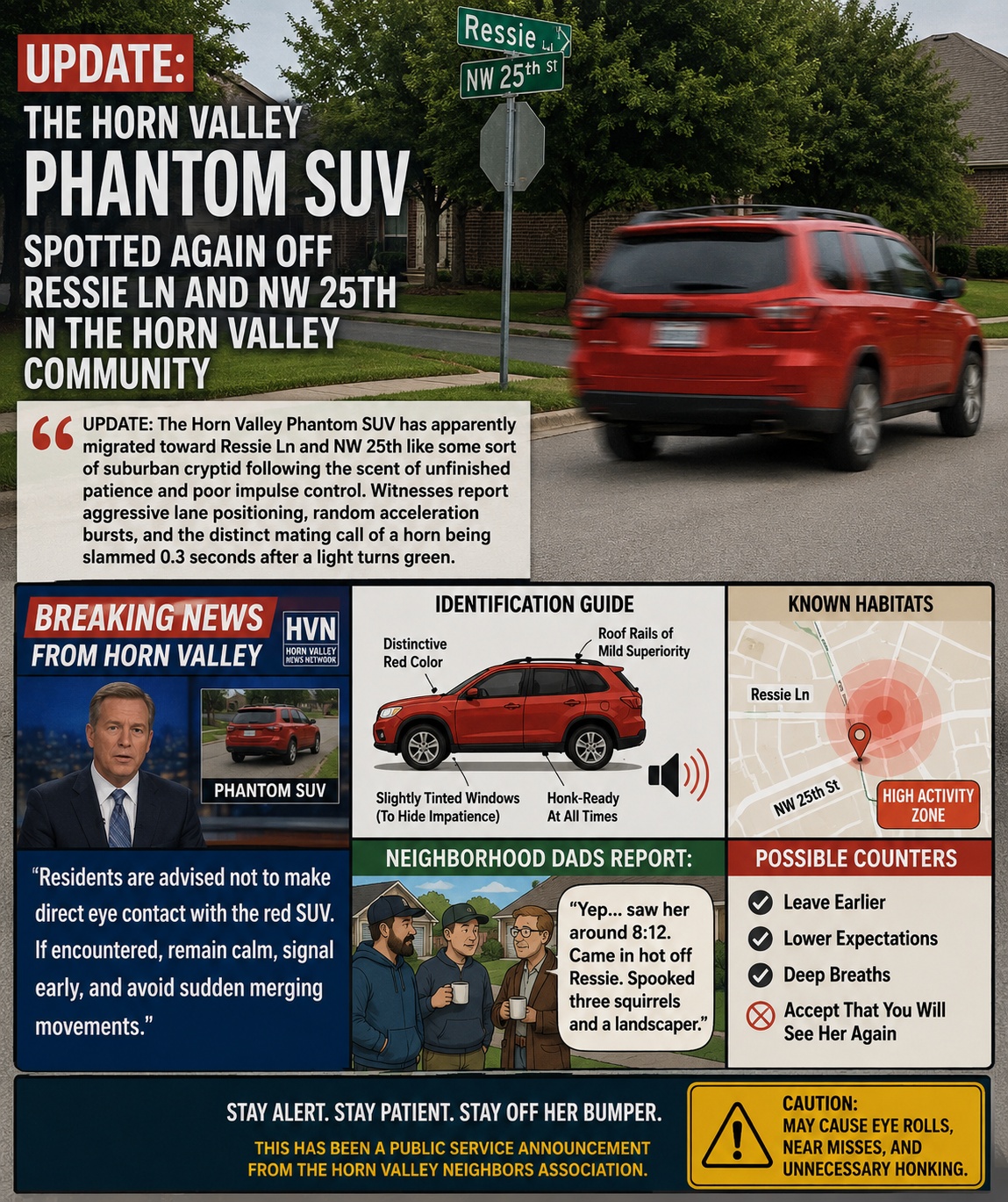 The infamous phantom red SUV — Horn Valley legend
